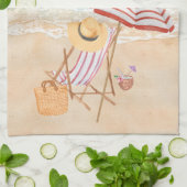 Waterverf Tropisch strand Theedoek (Gevouwen)