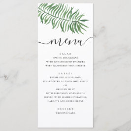 Waterverf tropisch strandhuwelijk. Groene palm Menu