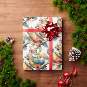 Waterverf Tropisch Thema Parrot Bird Paar Cadeaupapier