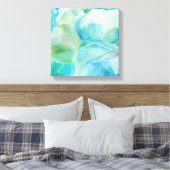 Waterverf Tropisch Turquoise Abstracte Edelsteen   Canvas Afdruk (Insitu (Slaapkamer))