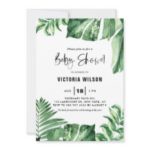 Waterverf Tropisch variëteit lederen Baby shower