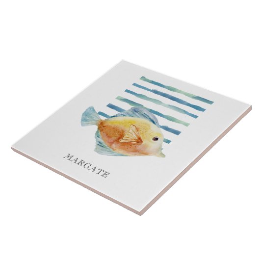 Waterverf TROPISCH VISSERIJBeach MARGATE Tegeltje (Zijkant)