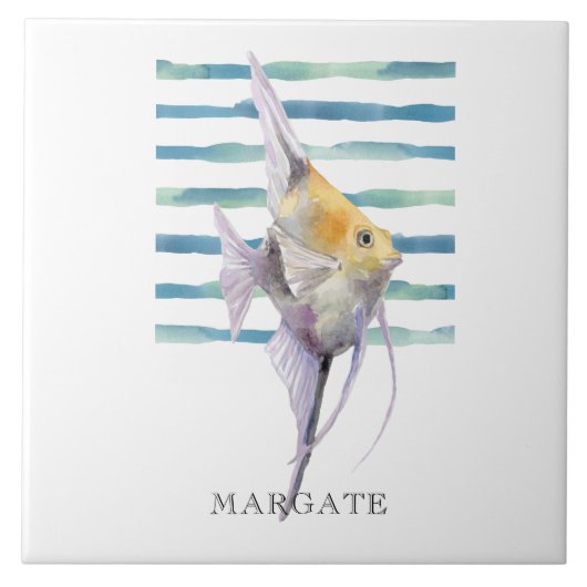 Waterverf TROPISCH VISstrand Tegeltje (Voorkant)