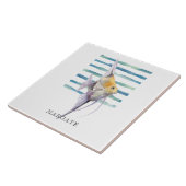 Waterverf TROPISCH VISstrand Tegeltje (Zijkant)