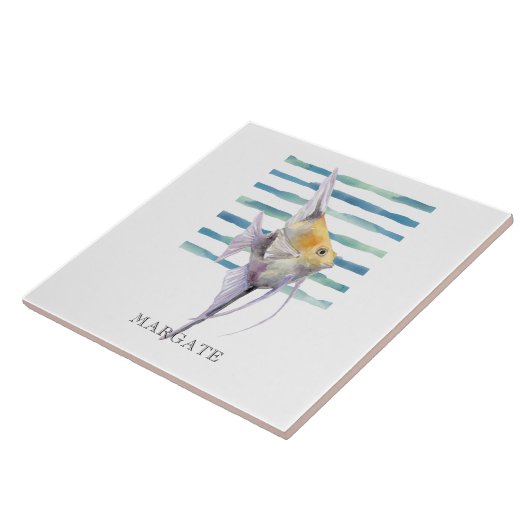 Waterverf TROPISCH VISstrand Tegeltje (Zijkant)