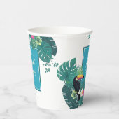 Waterverf Tropisch Vrijgezellenfeest Blauwgroen ID Papieren Bekers (Rechts)