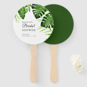 Waterverf Tropisch Vrijgezellenfeest Greenery Scri Handwaaier (Voorkant en achterkant)