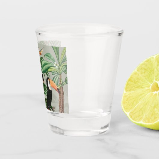 Waterverf Tropisch Woud & Kleurrijke Vogels Shot Glas (Rechts)