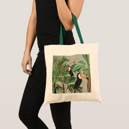 Waterverf Tropisch Woud & Kleurrijke Vogels Tote Bag (Voorkant (product))