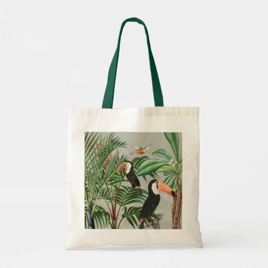 Waterverf Tropisch Woud & Kleurrijke Vogels Tote Bag (Achterkant)