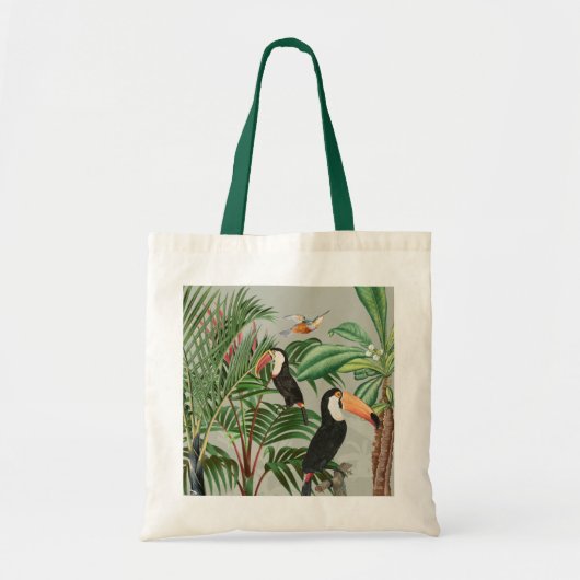 Waterverf Tropisch Woud & Kleurrijke Vogels Tote Bag (Voorkant)