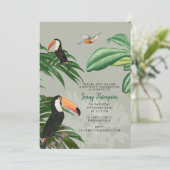 Waterverf Tropisch Woud & Toucan Birds Verjaardag Kaart (Staand voorkant)
