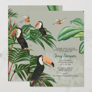 Waterverf Tropisch Woud & Toucan Birds Verjaardag Kaart