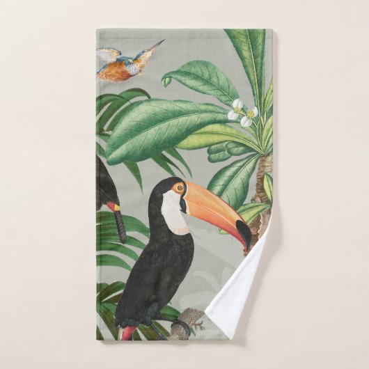 Waterverf Tropisch Woud & Toucan Vogels Bad Handdoek (Handdoek)