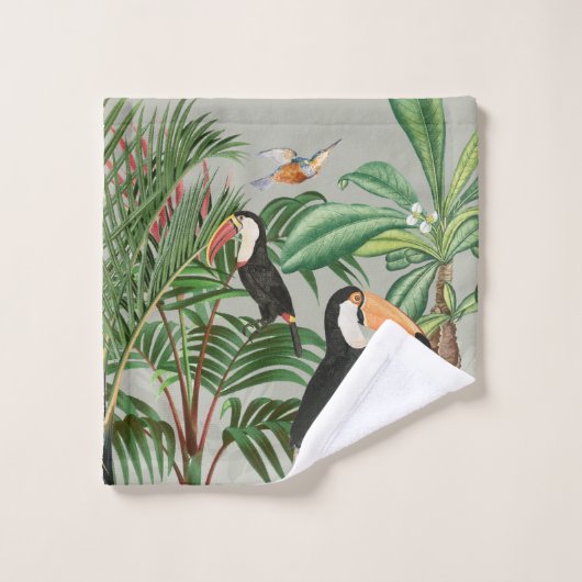 Waterverf Tropisch Woud & Toucan Vogels Bad Handdoek (Wasdoekje)