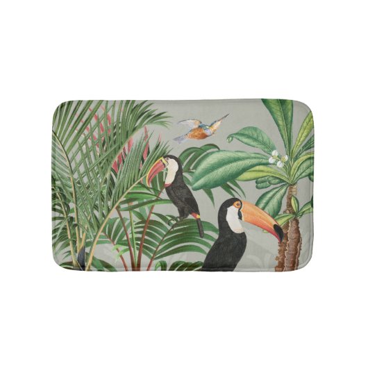 Waterverf Tropisch Woud & Toucan Vogels Badmat (Voorkant)