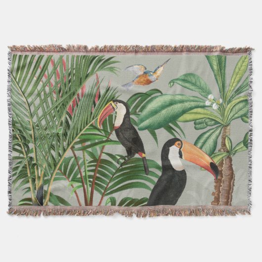 Waterverf Tropisch Woud & Toucan Vogels Deken (Voorkant)