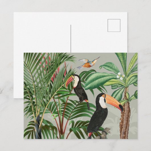 Waterverf Tropisch Woud & Toucan Vogels Feestdagenkaart (Voorkant / Achterkant)