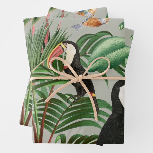 Waterverf Tropisch Woud & Toucan Vogels Inpakpapier Vel (In situ)