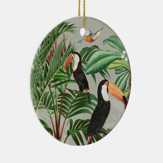 Waterverf Tropisch Woud & Toucan Vogels Keramisch Ornament (Rechts)
