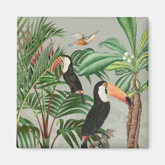 Waterverf Tropisch Woud & Toucan Vogels Magneet (Voorkant)
