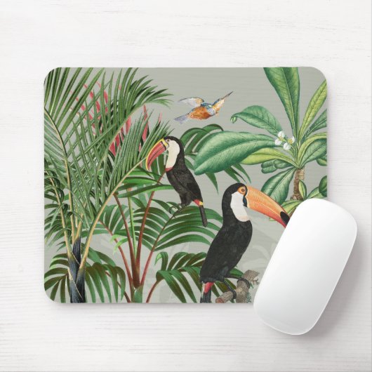Waterverf Tropisch Woud & Toucan Vogels Muismat (Met muis)