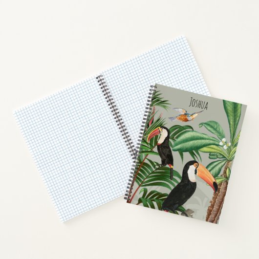 Waterverf Tropisch Woud & Toucan Vogels Notitieboek (Binnen)