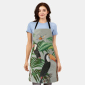 Waterverf Tropisch Woud & Toucan Vogels Schort (Gedragen)