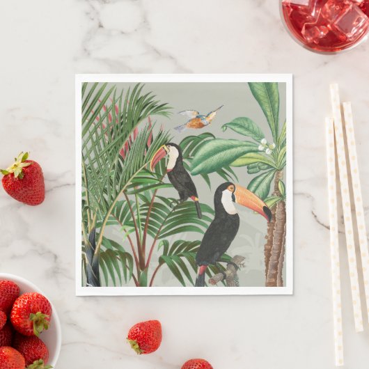Waterverf Tropisch Woud & Toucan Vogels Servet (Insitu)