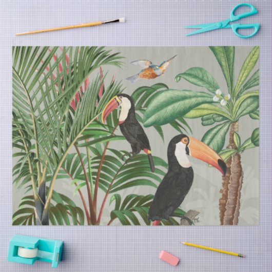 Waterverf Tropisch Woud & Toucan Vogels Tissuepapier (Craft)