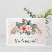 Waterverf Tropisch... zal je mijn Bridesmaïde Kaar (Staand voorkant)