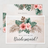 Waterverf Tropisch... zal je mijn Bridesmaïde Kaar (Voorkant / Achterkant)