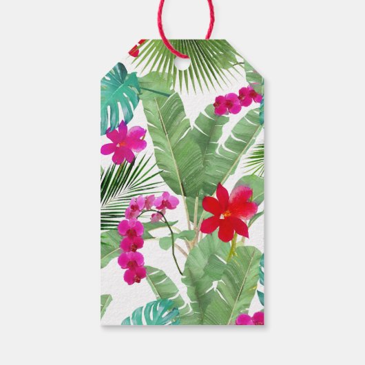 Waterverf Tropische afdrukken in grafische kaart Cadeaulabel (Achterkant)