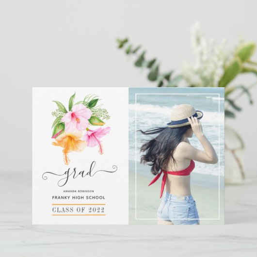 Waterverf Tropische Afstuderen strand Aankondiging (Staand voorkant)