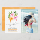 Waterverf Tropische Afstuderen strand Aankondiging (Voorkant / Achterkant)