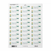 Waterverf Tropische anananas Beach Return-adres Etiket (Full Sheet)