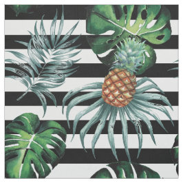 Waterverf tropische anananas met zwarte strepen stof