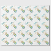 Waterverf Tropische anananasappelstrand Birthday Cadeaupapier (Vlak)