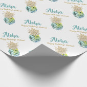 Waterverf Tropische anananasappelstrand Birthday Cadeaupapier (Hoek)