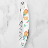 Waterverf Tropische anananasemmonogram fles Kurkentrekker (Voorkant)