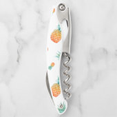 Waterverf Tropische anananasemmonogram fles Kurkentrekker (Achterkant)