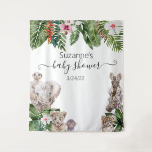 Waterverf Tropische Baby Jungle Dieren Safari Tapi Wandkleed