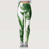Waterverf Tropische Banaan Bladeren Patroon Leggings (Voorkant)