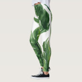 Waterverf Tropische Banaan Bladeren Patroon Leggings (Links)