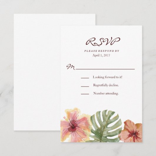 Waterverf Tropische bestemming RSVP (Voorkant / Achterkant)