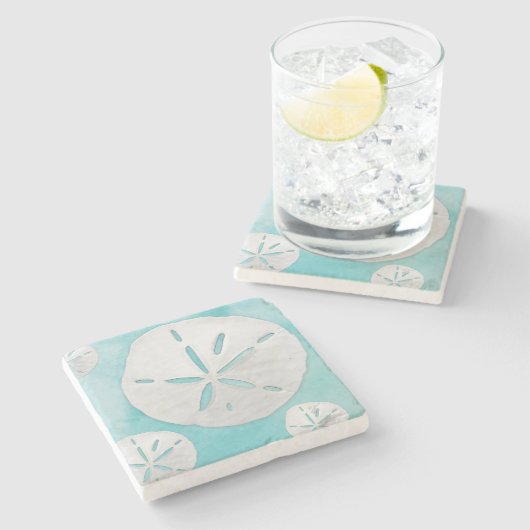 Waterverf Tropische beukenband en dollaire turquoi Stenen Onderzetter (Zijkant)