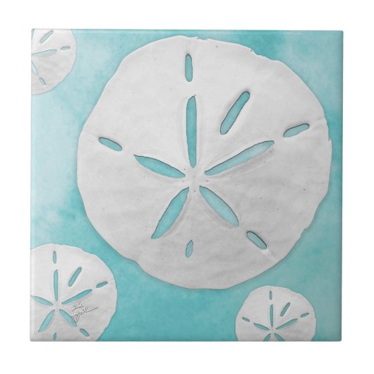 Waterverf Tropische beukenband en dollaire turquoi Tegeltje (Voorkant)