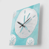 Waterverf Tropische beukenband en dollaire turquoi Vierkante Klok (Hoek)