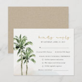 Waterverf Tropische beukenpalm Trees Wedding Rsvp (Voorkant / Achterkant)