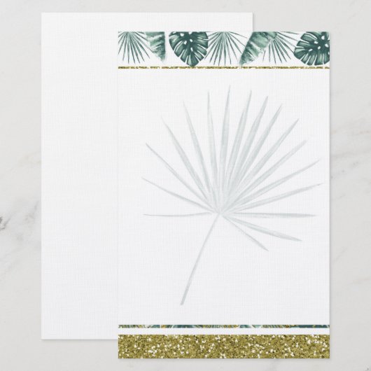  waterverf tropische bladeren briefpapier (Voorkant / Achterkant)